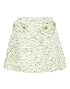 Мини-юбка из ткани букле с бахромой, зеленый Liu jo