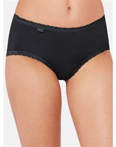 Трусы-Миди, комплект из 6 шт., хлопковое кружево 24/7., черный Sloggi