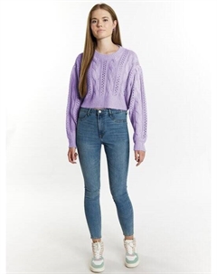 Вяжем укороченный свитер спицами, фиолетовый Mymo
