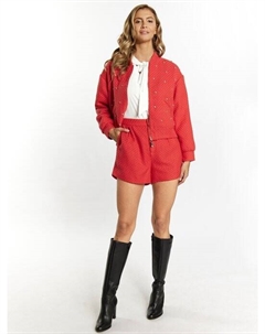 Жакет бусе со стразами, красный Faina