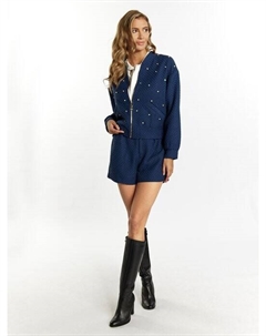 Жакет бусе со стразами, синий Faina