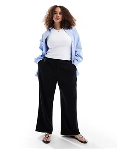 Черные льняные широкие брюки для папы Curve Asos