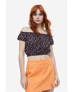 Блузка с открытыми плечами и оборками, черный H&m