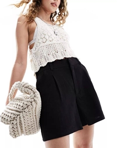 Черные льняные шорты Dad Asos