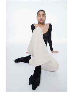 Расклешенные брюки из твила, бежевый H&m