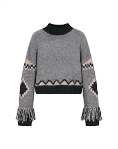 Тонкий вязаный свитер Sweater, пятнистый серый Izia