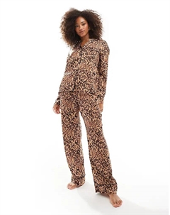 Атласные пижамные штаны с леопардовым принтом (часть комплекта) 4th & reckless