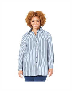 Женская рубашка больших размеров на пуговицах Liz&me больших размеров, цвет Ivory Stripes Catherine's