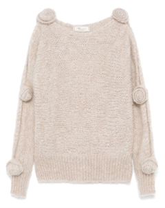 Свитер с цветочной аппликацией, серый Blumarine