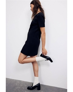 Трикотажное платье с планкой на пуговицах, черный H&m