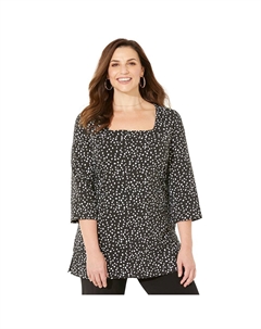 Женская ультрамягкая футболка с квадратным вырезом Catharinas больших размеров, цвет Black Tossed Confetti Catherine's