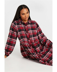 Платье рубашка в клетку с длинными рукавами, ограниченный тираж, красный Yours curve