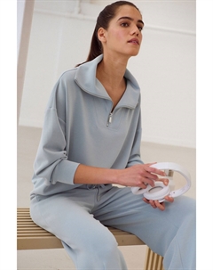 Мягкая на ощупь толстовка с застежкой молнией на четверть дюйма, голубой Next