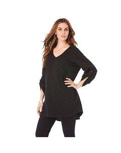 Женская текстурированная туника бойфренда больших размеров, черный Roaman's