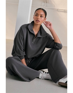 Мягкая на ощупь толстовка с застежкой молнией на четверть дюйма, серый Next