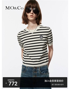 Полосатый тонкий свитер, черно-белый Moco