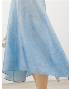 Длинное платье с принтом, синий Mai meng