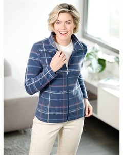 Флисовая куртка, цвет Rauchblau-Sand-Kariert Classic basics