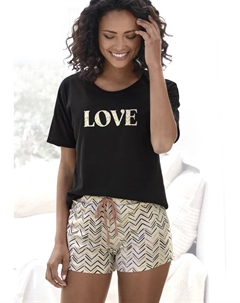 Пижама (набор, 2 шт.), с живописным узором "елочка", черный Vivance dreams