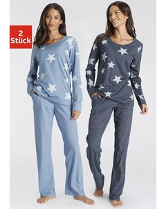 Пижама (4 шт., 2 шт.), в пестром виде со звездами, синий Vivance dreams