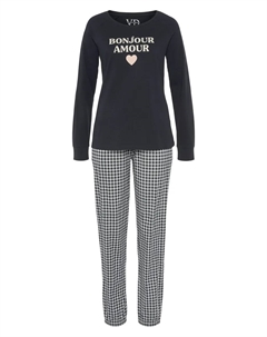 Пижама (2 шт.), с крупным принтом спереди, черный Vivance dreams