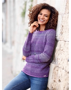 Повседневный образ Свитер с круглым вырезом "Пуловер", цвет Lila-Marine-Gemustert Casual looks