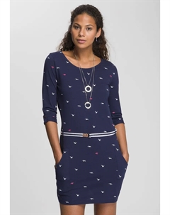 Платье из трикотажа (комплект, со съемным поясом) с летним принтом, цвет морской волны Kangaroos