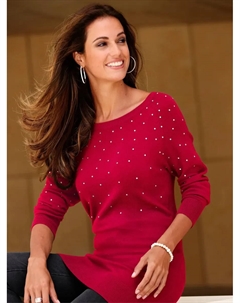 Алесса В. Вязаный свитер "Пуловер", красный Alessa w.