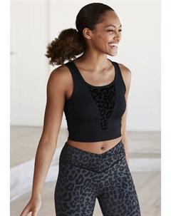 Функциональная рубашка ACTIVE с сетчатой ​​вставкой и леопардовым узором, черный Lascana