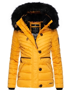 Зимняя куртка Наваху "Wisteriaa", с капюшоном, стеганая куртка на теплой подкладке, с капюшоном из искусственного меха, желтый Navahoo