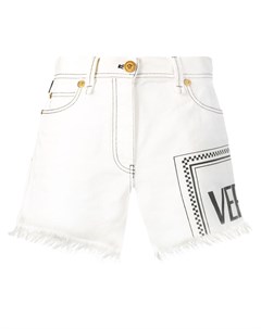 Versace джинсовые шорты с принтом логотипа 26 белый Versace