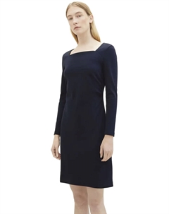 Платье из джерси с квадратным вырезом, синий Tom tailor