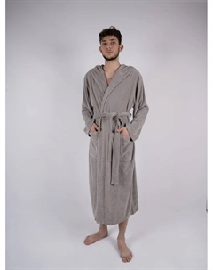 Мой домашний халат "Sina" (1 шт.), однотонный халат, длинный, с высоким содержанием хлопка, S-4XL, серый My home