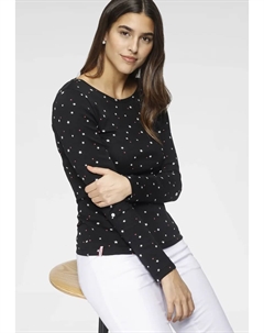 Рубашка с длинными рукавами и милым принтом в горошек, птиц и якорей по всей поверхности, цвет Schwarz-Gemustert Kangaroos