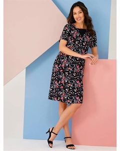 Платье А-силуэта "Платье", цвет Schwarz-Erdbeere-Bedruckt Classic basics