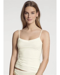 Майка "Cate", элегантный топ-спагетти, декольте с атласной вставкой, кремовый Calida