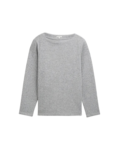 Флисовый свитер PLUS с вырезом-лодочкой, серый Tom tailor