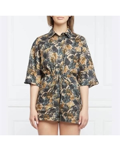 Льняной комбинезон стандартного кроя, зеленый Liu jo