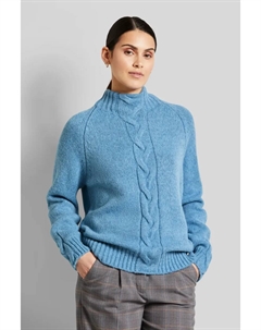 Свитер с круглым вырезом и узором "косы", цвет Aqua Bugatti