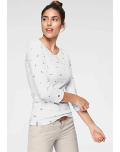 Рубашка с длинными рукавами и милым принтом в горошек, птиц и якорей по всей поверхности, цвет Weiß-Gemustert Kangaroos