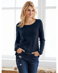 Свитер с круглым вырезом "Пуловер", цвет морской волны Heine