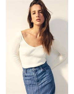 Рубашка с открытыми плечами, белый H&m