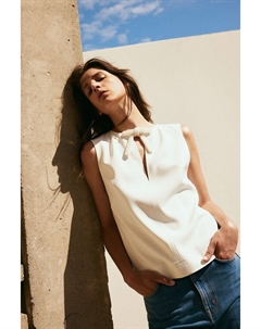 Топ с бантиками, белый H&m