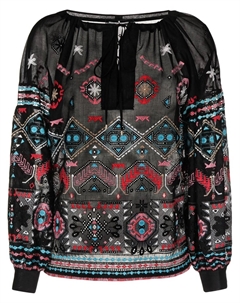 Блузка с длинными рукавами и вышивкой, черный Ermanno scervino