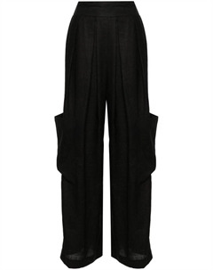 Льняные брюки со складками, черный Ermanno scervino