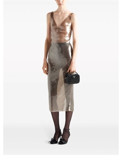 Платье миди с вышивкой, бежевый Prada