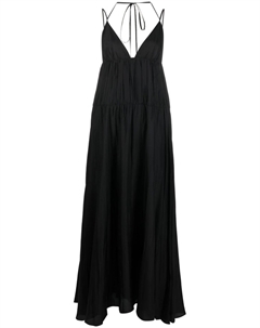 Длинное шелковое платье со сборками, черный Joseph