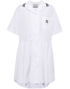 Поплиновое платье мини, белый Miu miu