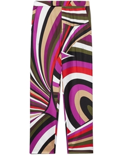 Шелковые брюки с абстрактным принтом, розовый Pucci