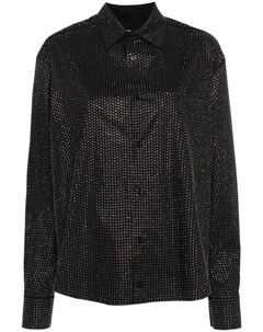 Поплиновая рубашка со стразами, черный Giuseppe di morabito